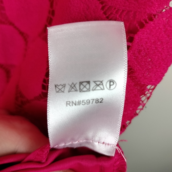 Adrianna Papell Eyelet Circle Cut Lace Overlay Boat Neck Dress in Hot Pink Sz.8 - Picture 12 of 12